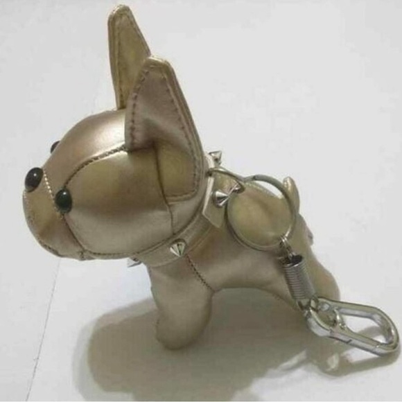 NWT French bulldog PU leather keychain w/ metal ring key ring - Picture 6 of 16